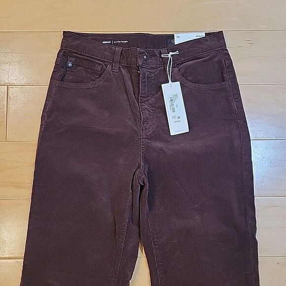 NWT AG Denim Brinley Mid Rise Straight Corduroy Jeans Chocolate Brown Size 26 - Picture 5 of 12